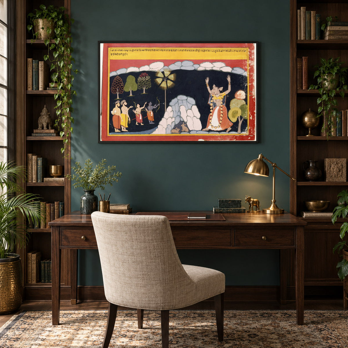 Rama Confronts Maricha museum-grade art print in a study