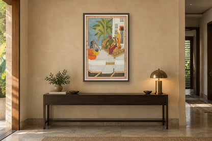 Rama and Sita with Sage Valmiki in an entryway