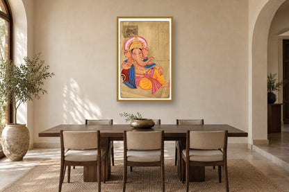 Relaxing Ganesha Postcard styled in a premium dining room