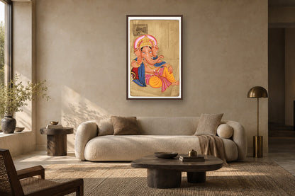 Relaxing Ganesha Postcard styled in a premium living room