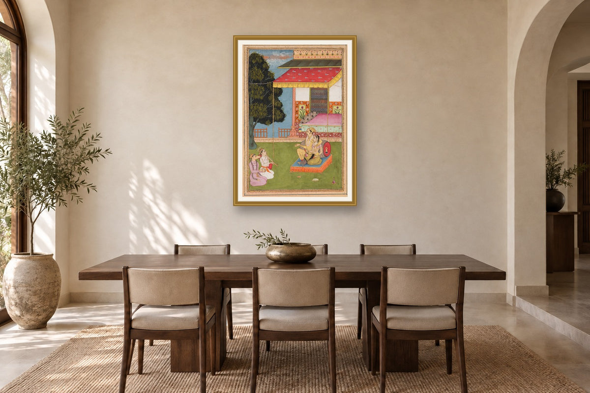 Royal Couple with Musicians museum-grade art print in a dining room