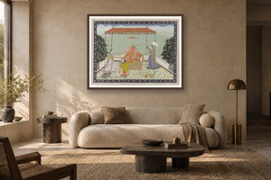 Royal Ganesha on Throne museum-grade art print in a living room