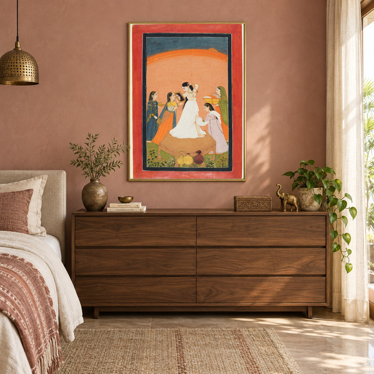 Royal Lady at Her Morning Toilette museum-grade art print in a bedroom