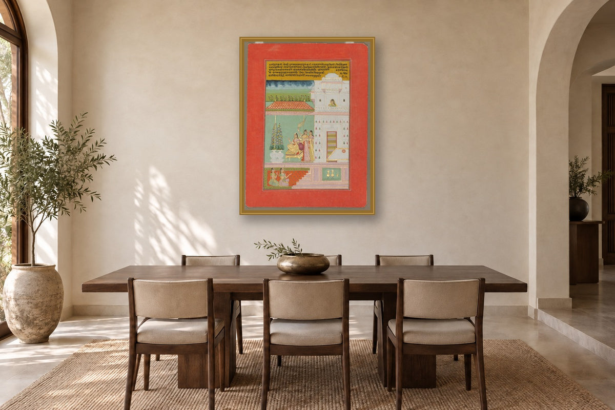 Royal Woman on Palace Terrace in a dining room