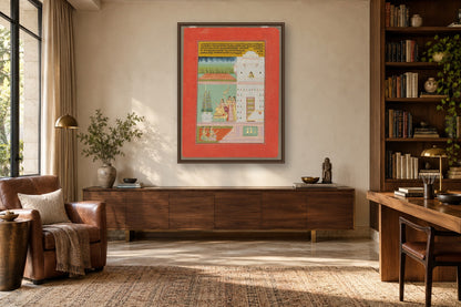 Royal Woman on Palace Terrace in a study room