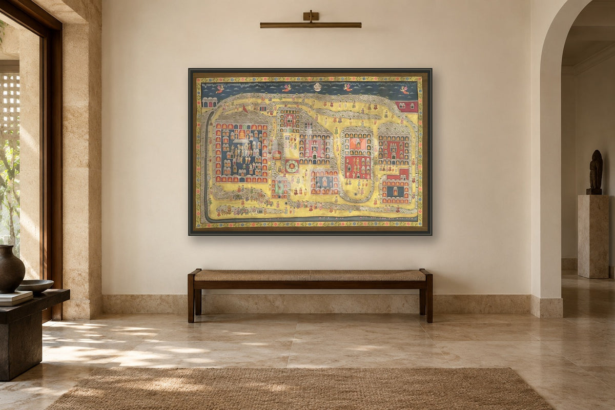 Shatrunjaya Temple Pilgrimage Map in a gallery room
