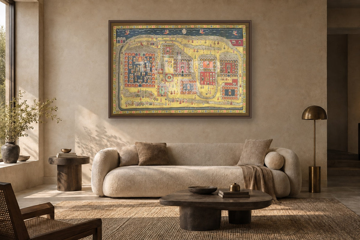Shatrunjaya Temple Pilgrimage Map in a living room