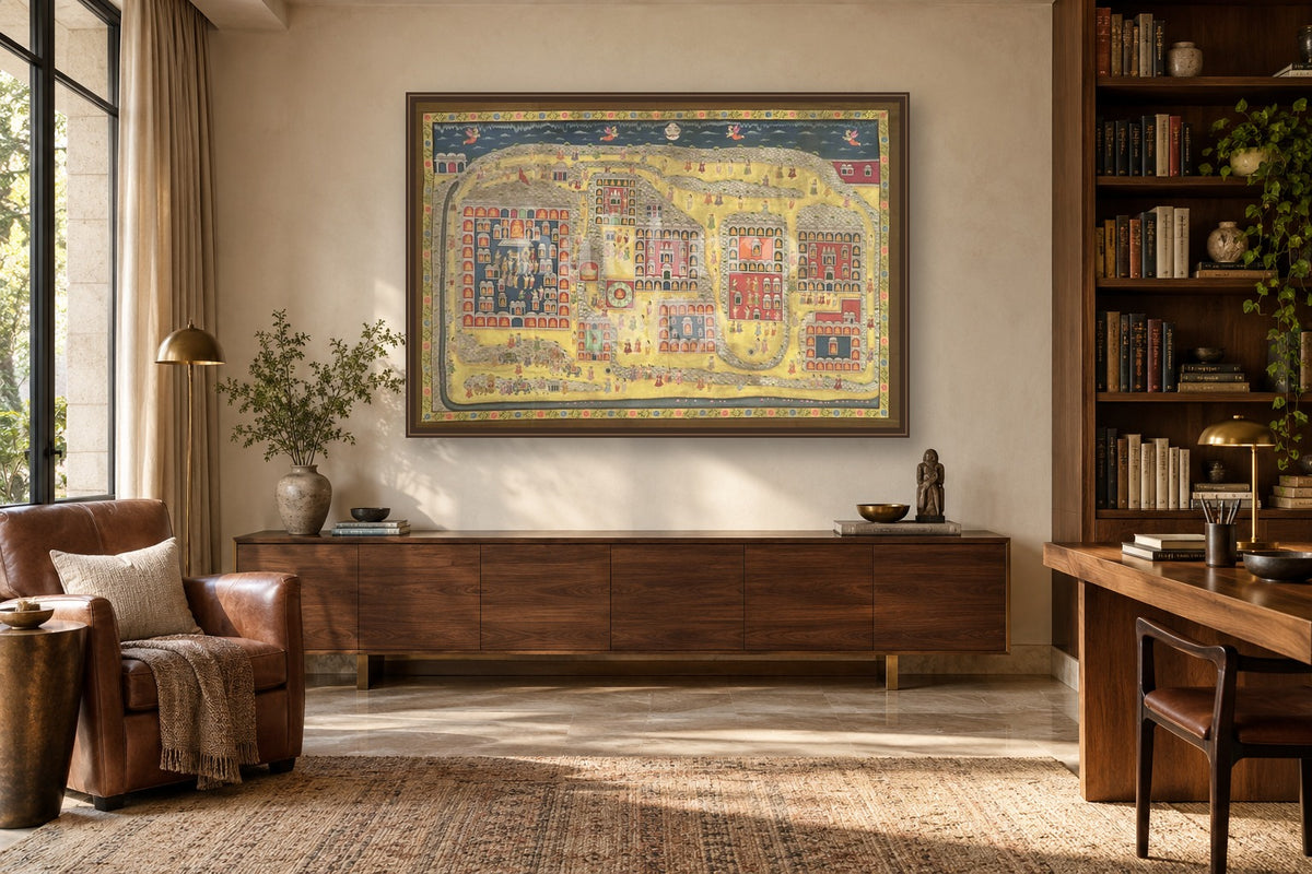Shatrunjaya Temple Pilgrimage Map in a study room