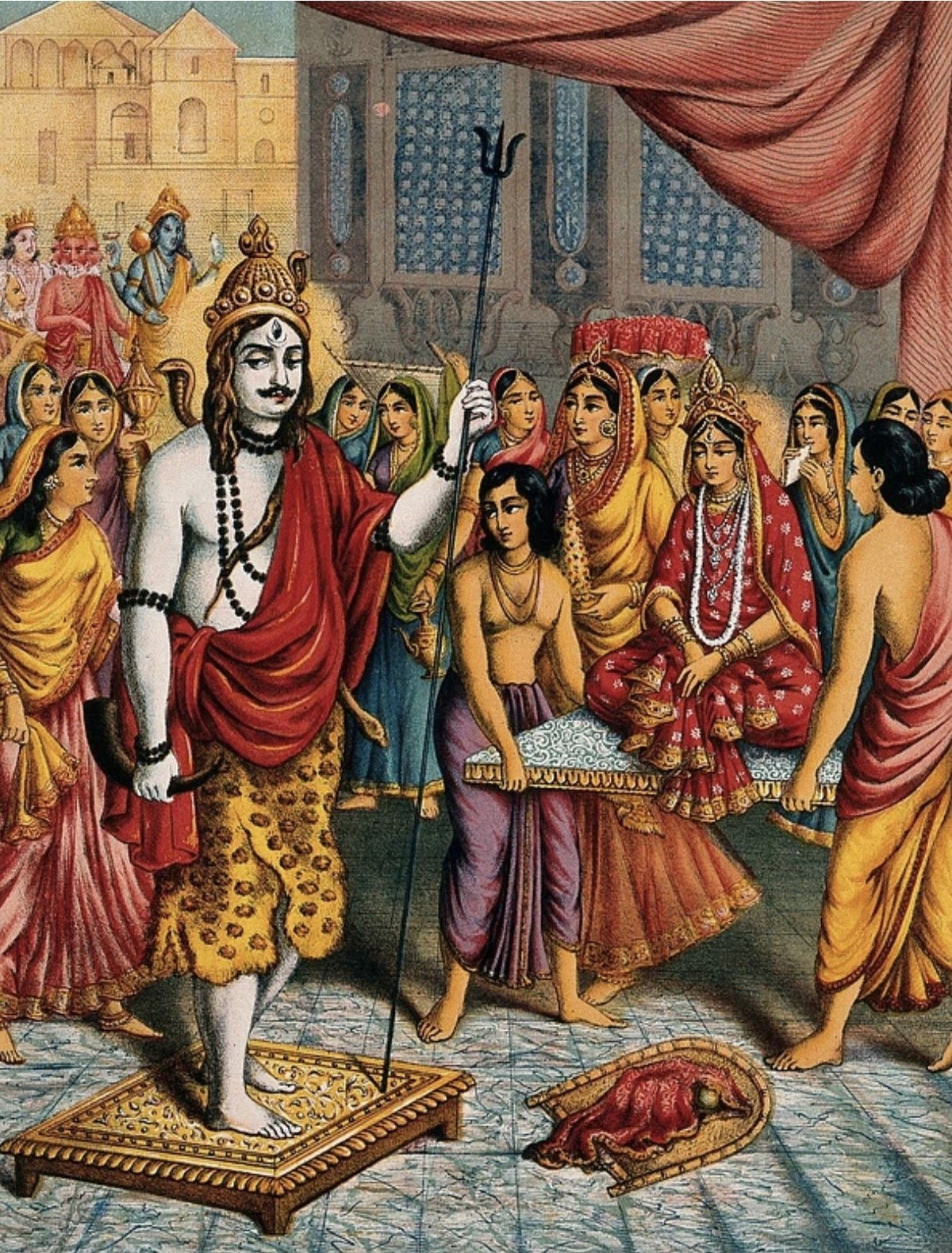 Shiva awaiting Parvati during the divine wedding celebration