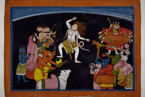 Shiva dancing with his divine family, ganas and musicians