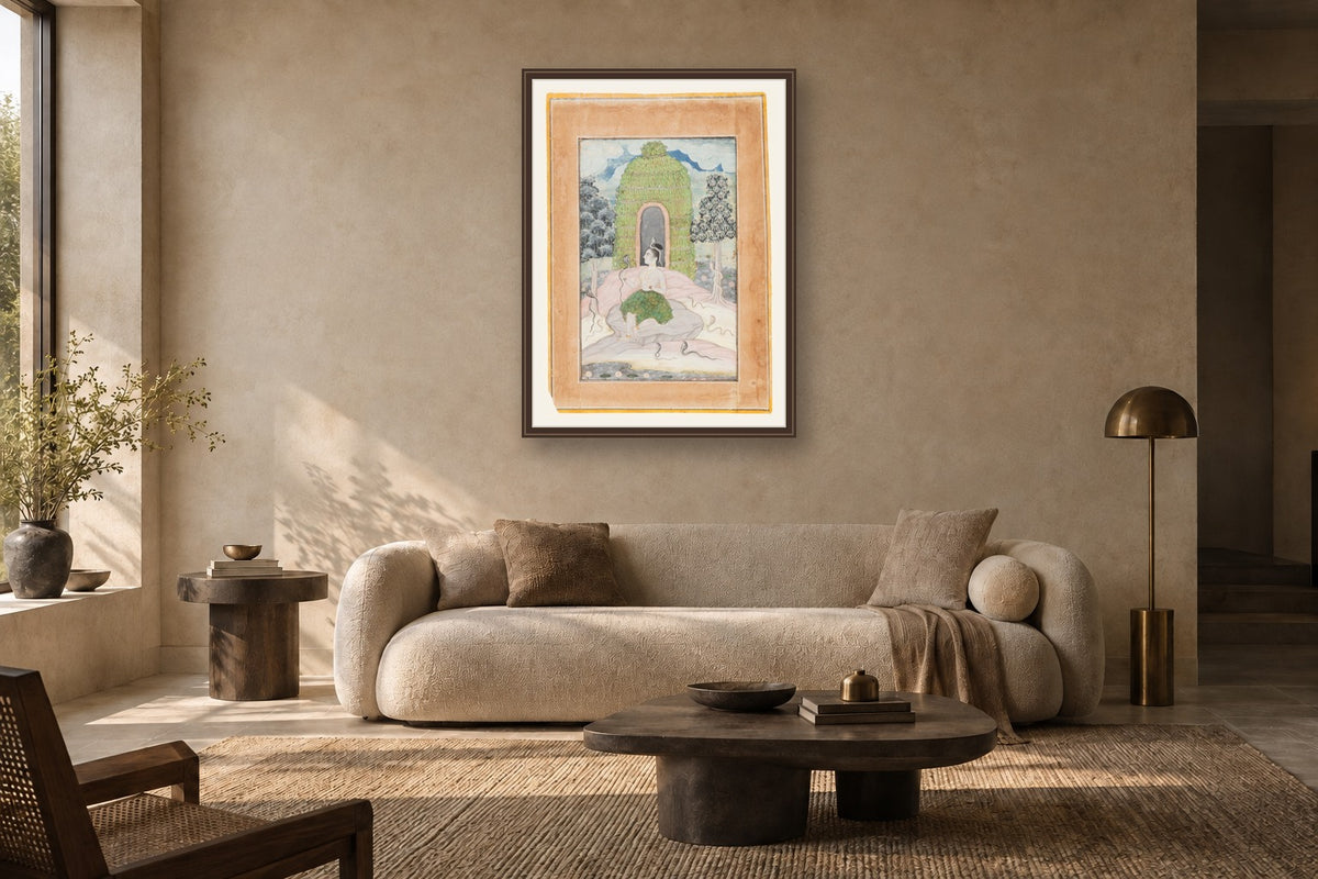 Lord Shiva in Forest Meditation museum-grade art print in a living room