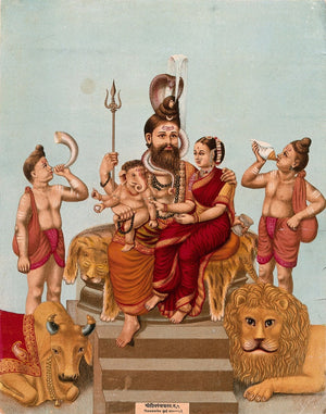 Shri Shiva Panchayatana, The Assembly of Shiva, 1895 devotional chromolithograph