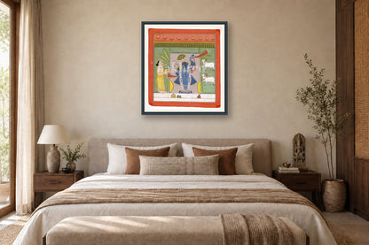 Shrinath Ji Aarti Darshan Pichwai styled in a premium bedroom