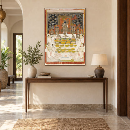 Shrinathji Annakut Darshan museum-grade art print in a entryway