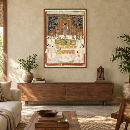 Shrinathji Annakut Darshan museum-grade art print in a living room