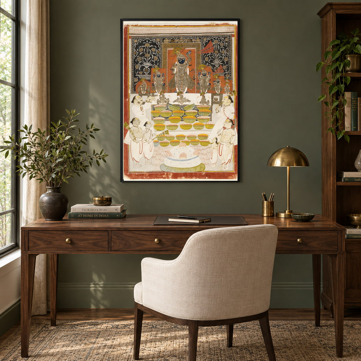 Shrinathji Annakut Darshan museum-grade art print in a study