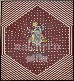 Shrinathji in a Maroon Geometric Medallion — full artwork with Nakhrro watermark