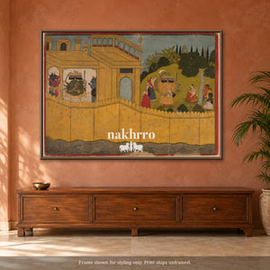 The Golden Palace and Garden — terracotta room framed styling mockup, print ships unframed