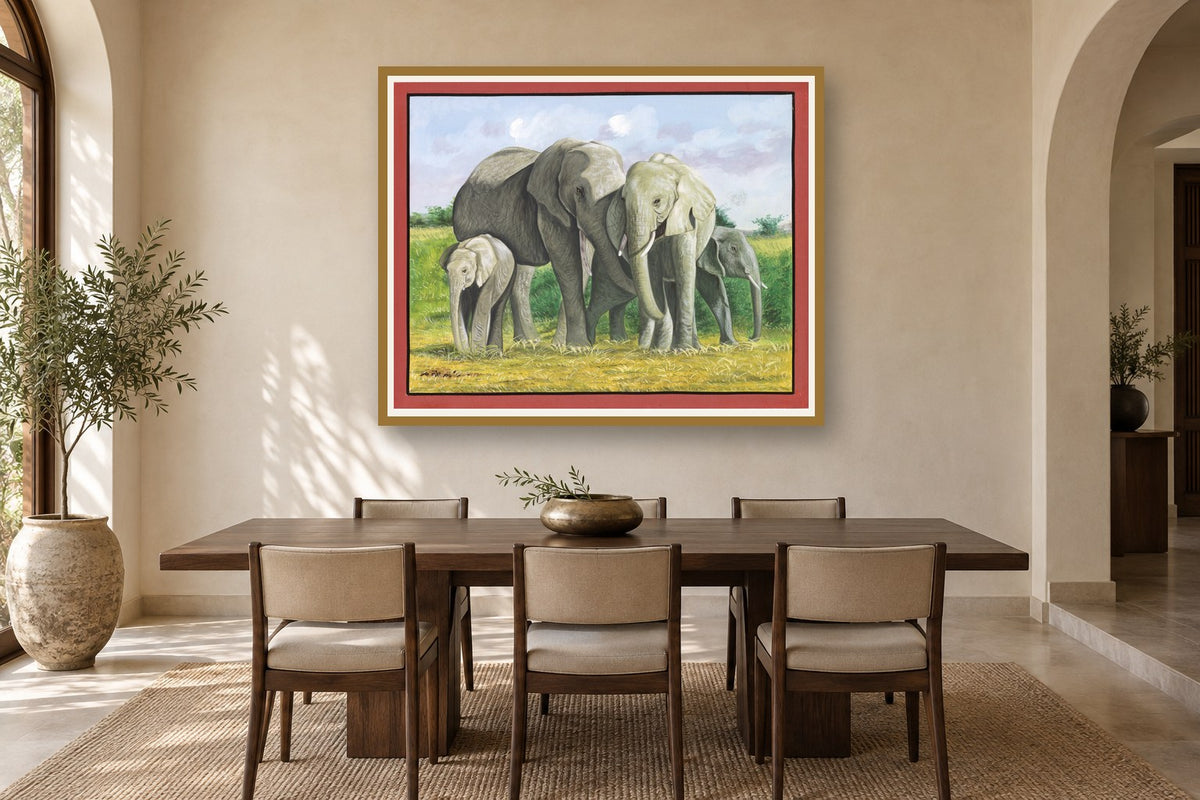 The Joyful Elephant Family styled in a premium dining room