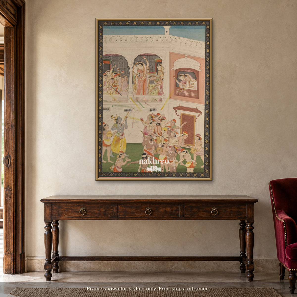 The Palace Celebration — warm foyer framed styling mockup, print ships unframed