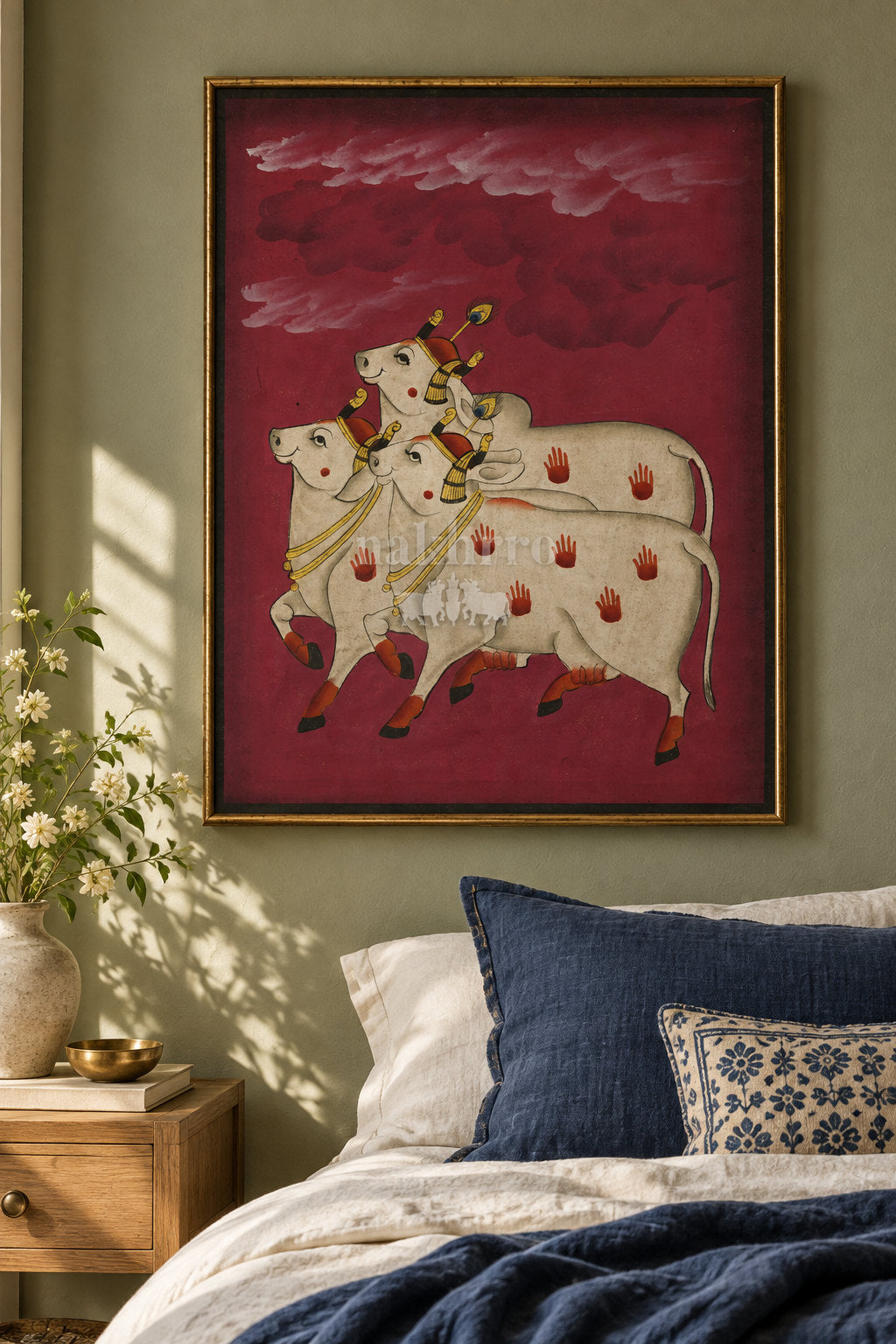 Three Cows beneath Maroon Clouds — room view 1