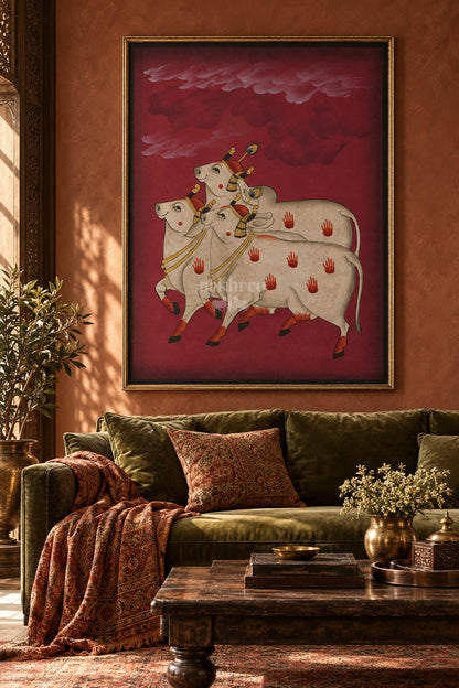 Three Cows beneath Maroon Clouds — room view 3