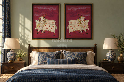 Three Cows beneath Maroon Clouds — gallery wall room view 3