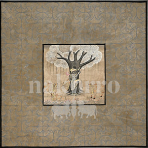 Tree of Life on a Muted Geometric Field — full artwork with Nakhrro watermark