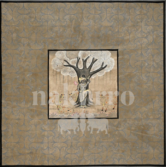 Tree of Life on a Muted Geometric Field | Hand-Painted Original