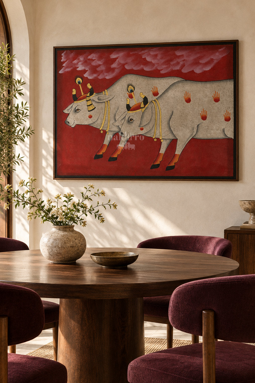 Twin Cows beneath Crimson Clouds — room view 2