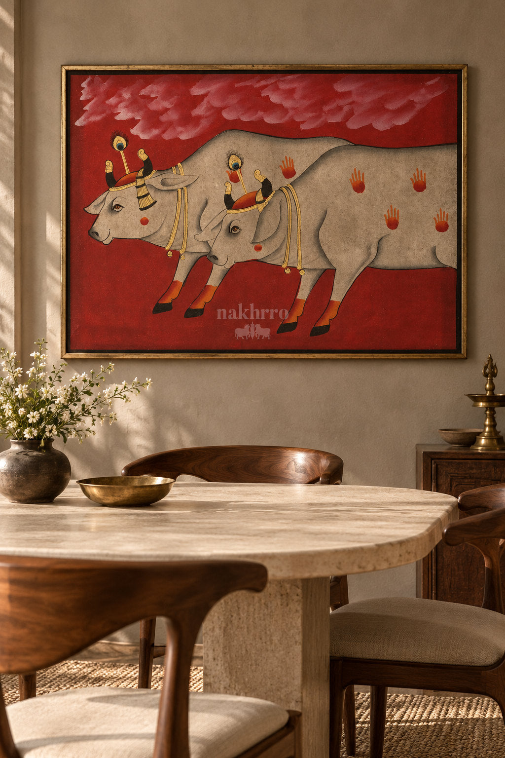 Twin Cows beneath Crimson Clouds — room view 3
