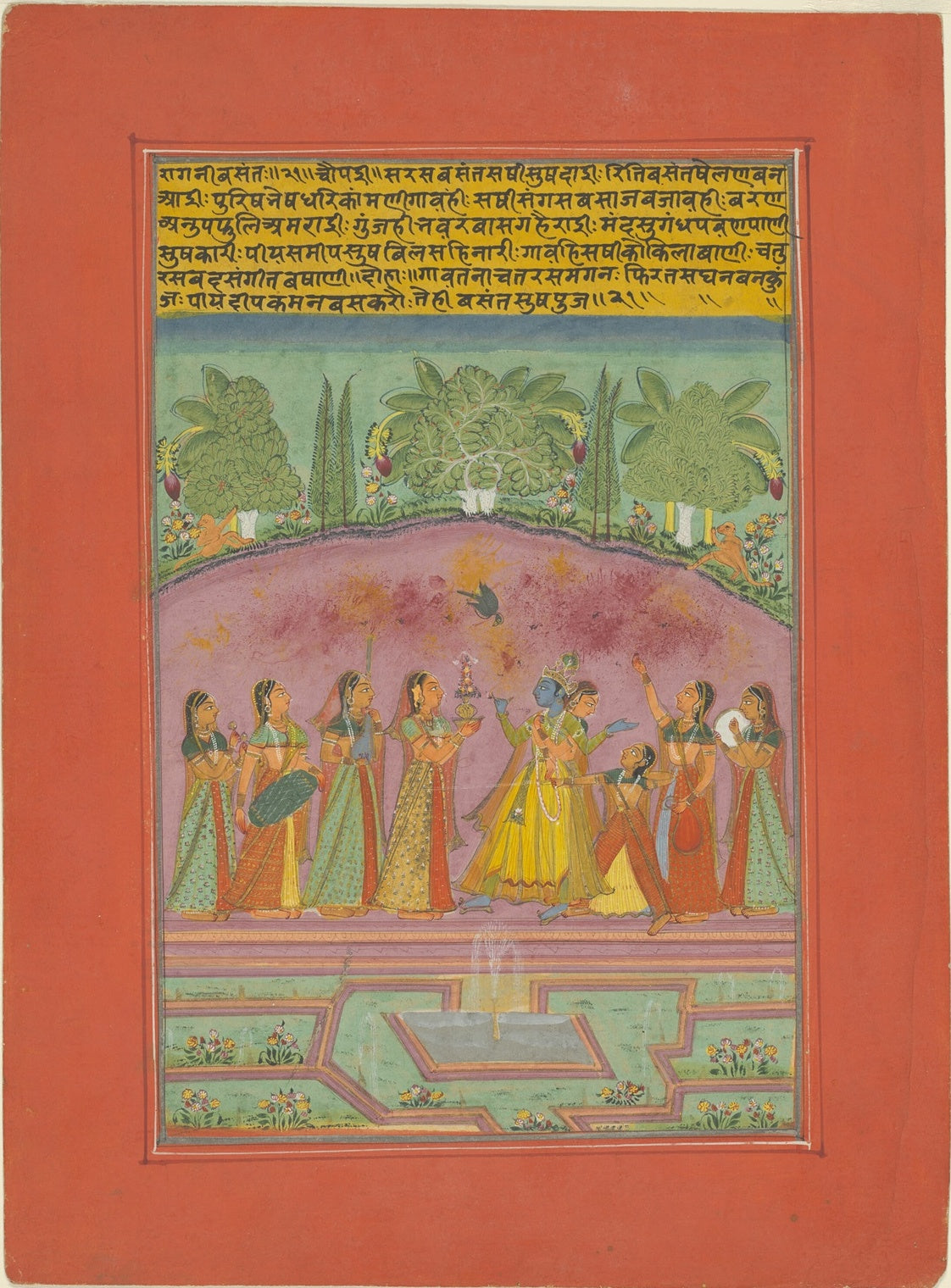 Vasanta Ragini with Krishna and gopis