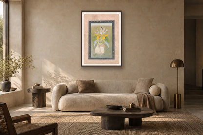 Lord Vishnu on Garuda museum-grade art print in a living room
