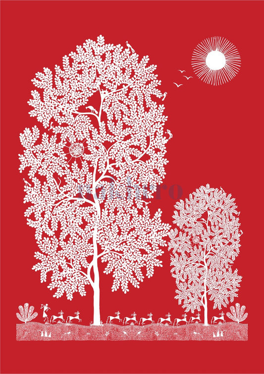 Forest of Life — Warli museum-grade art print