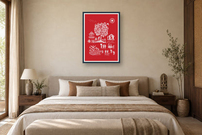 Harvest Tree and Village styled in a bedroom