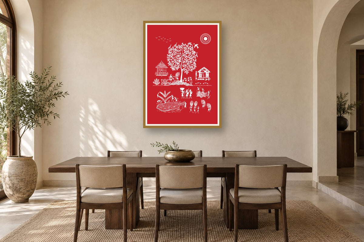 Harvest Tree and Village styled in a dining room