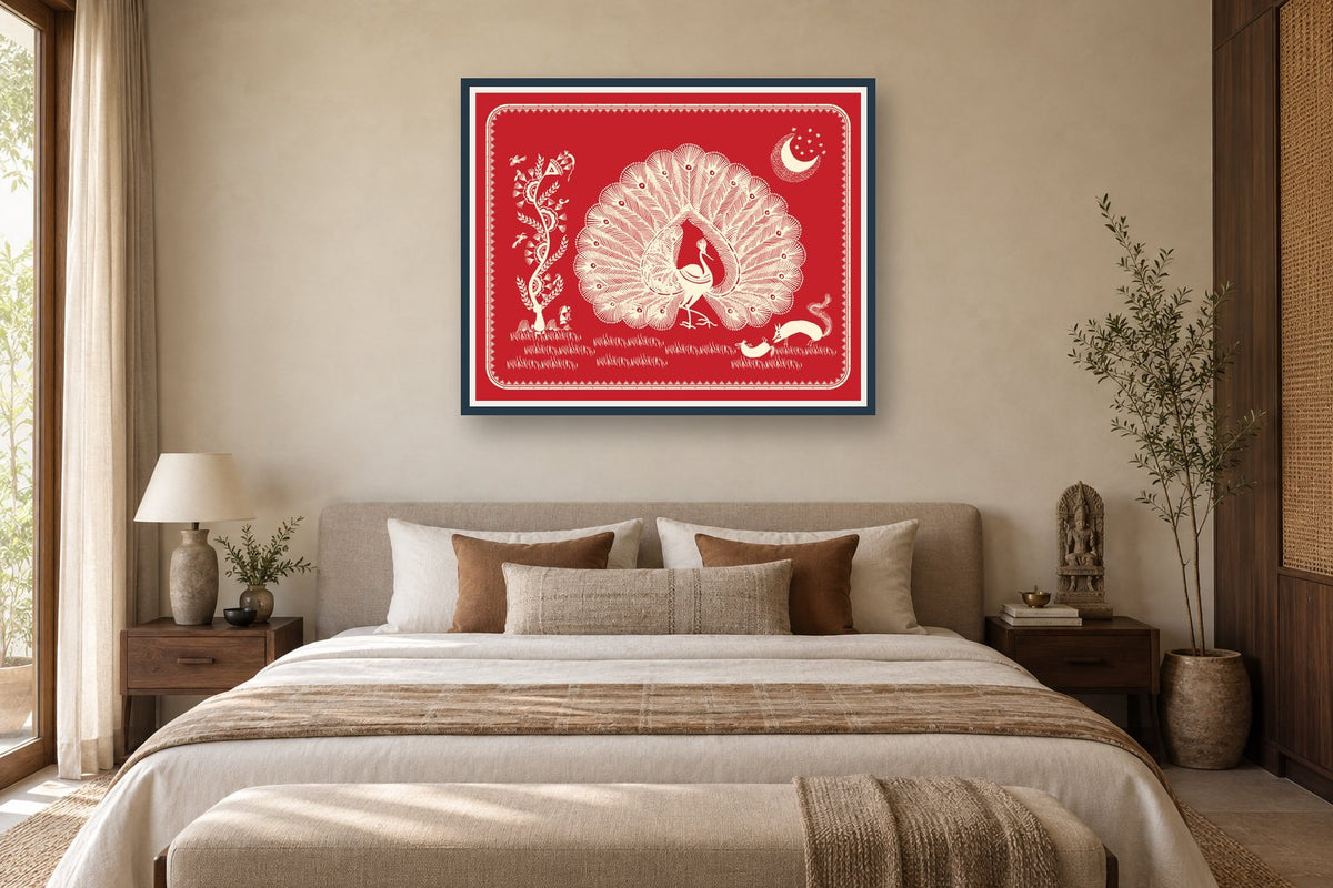 Moonlit Peacock Courtship styled in a bedroom