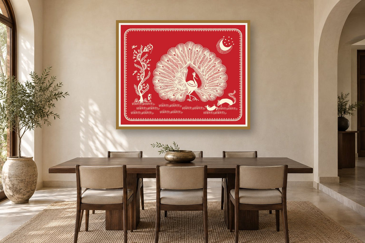 Moonlit Peacock Courtship styled in a dining room