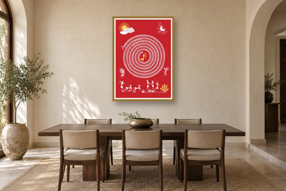 Red Festival Circle styled in a dining room