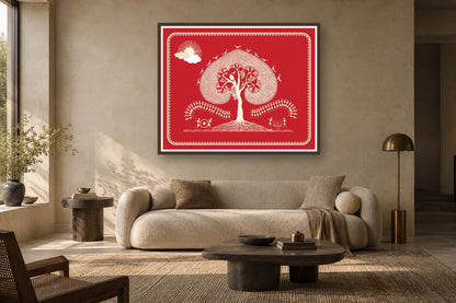 Sacred Tree and Drum Rhythms styled in a living room