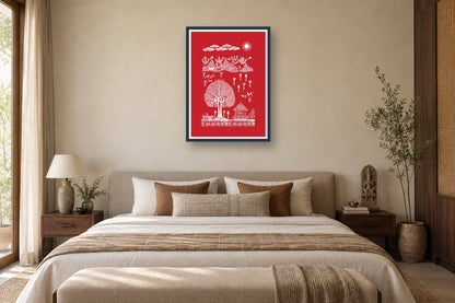 Sacred Tree and Village Rhythms styled in a bedroom