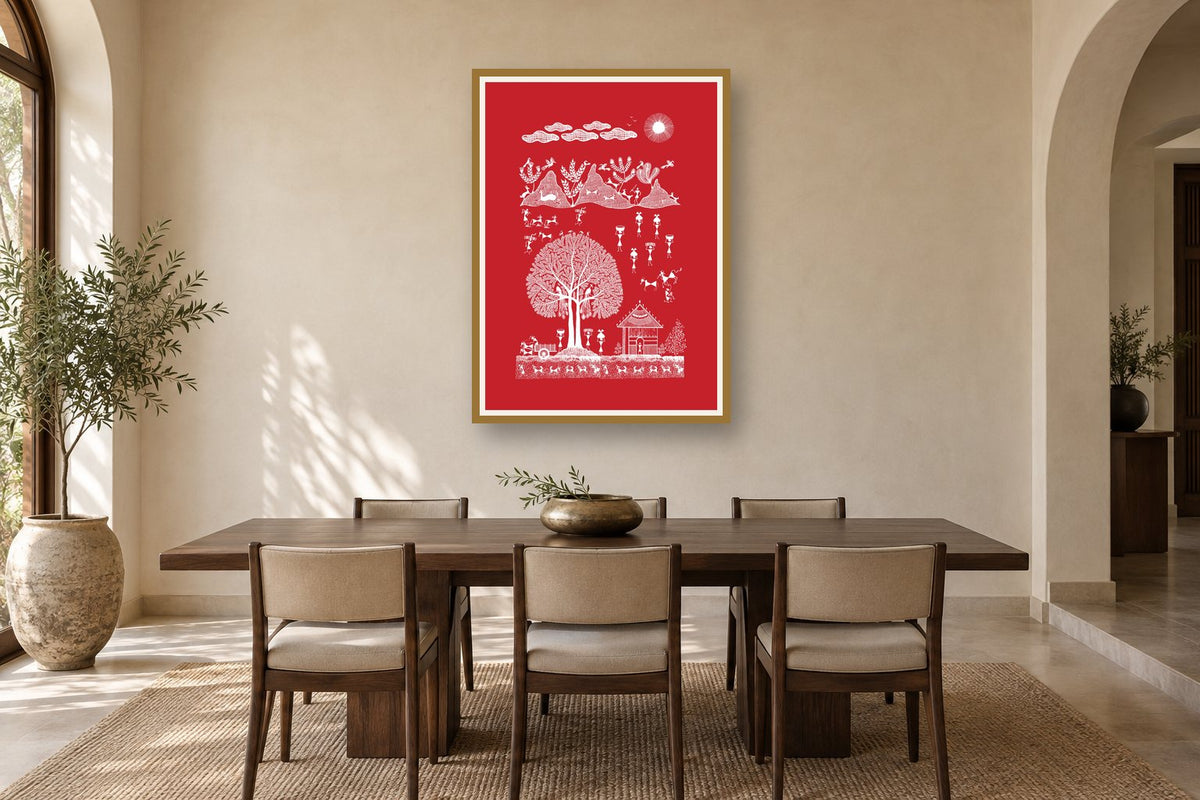 Sacred Tree and Village Rhythms styled in a dining room