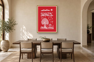 Sacred Tree and Village Rhythms styled in a dining room