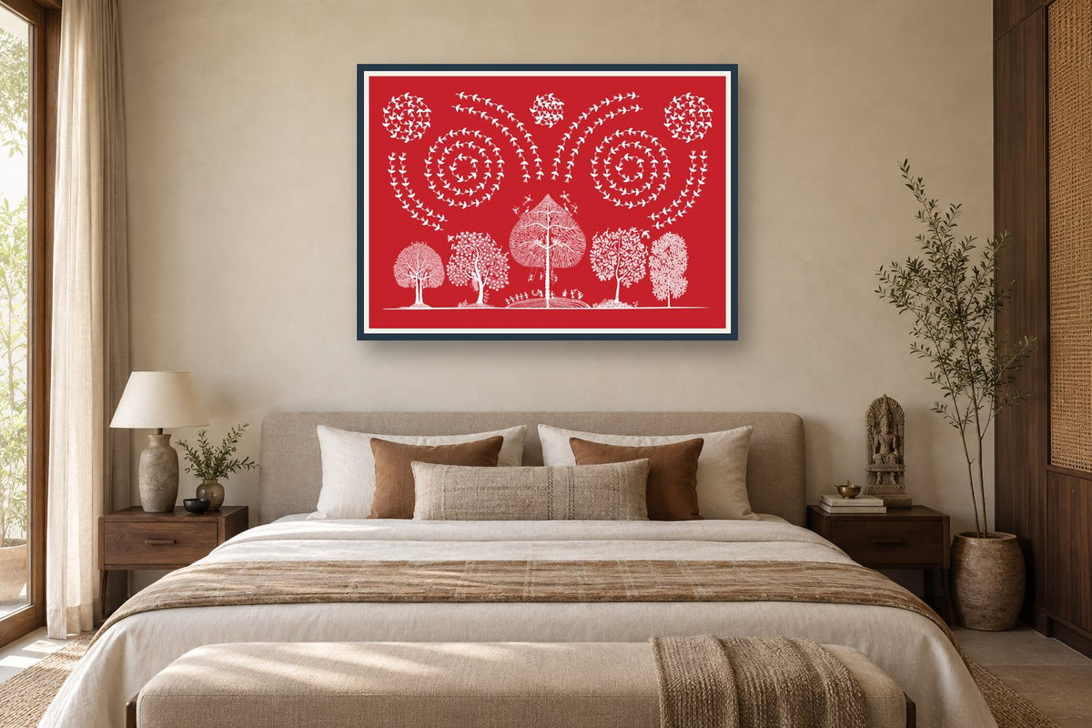 Spiral Flights over the Forest Grove styled in a bedroom