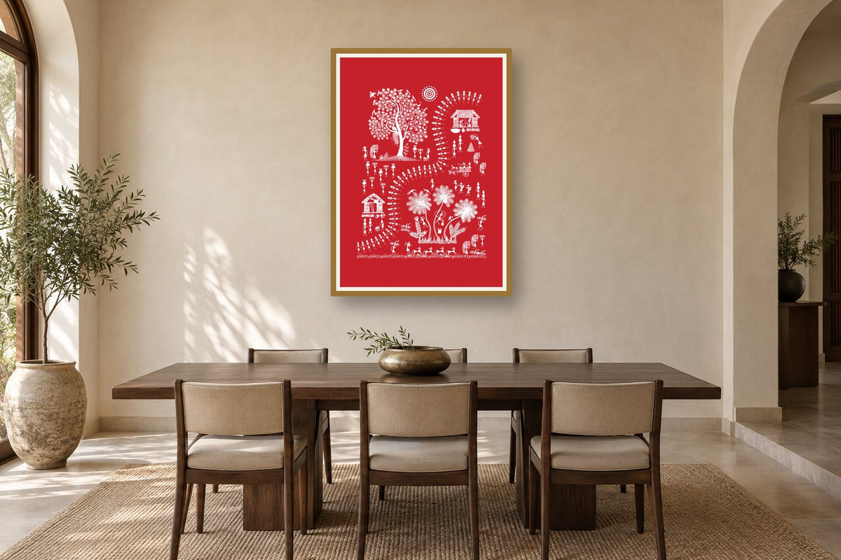Sunlit Village and Sacred Tree styled in a dining room