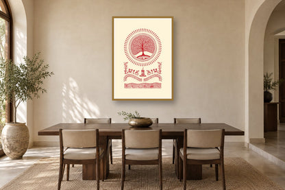 Tree of Life Circle styled in a dining room
