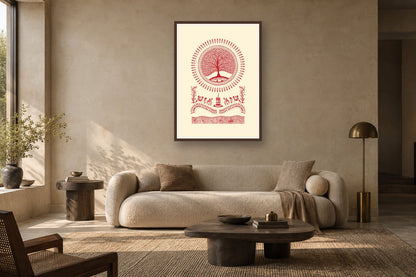 Tree of Life Circle styled in a living room