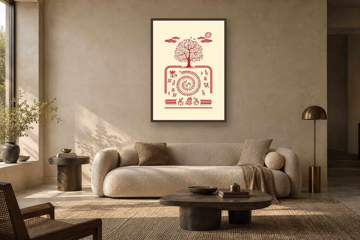 Tree and Spiral Procession styled in a living room