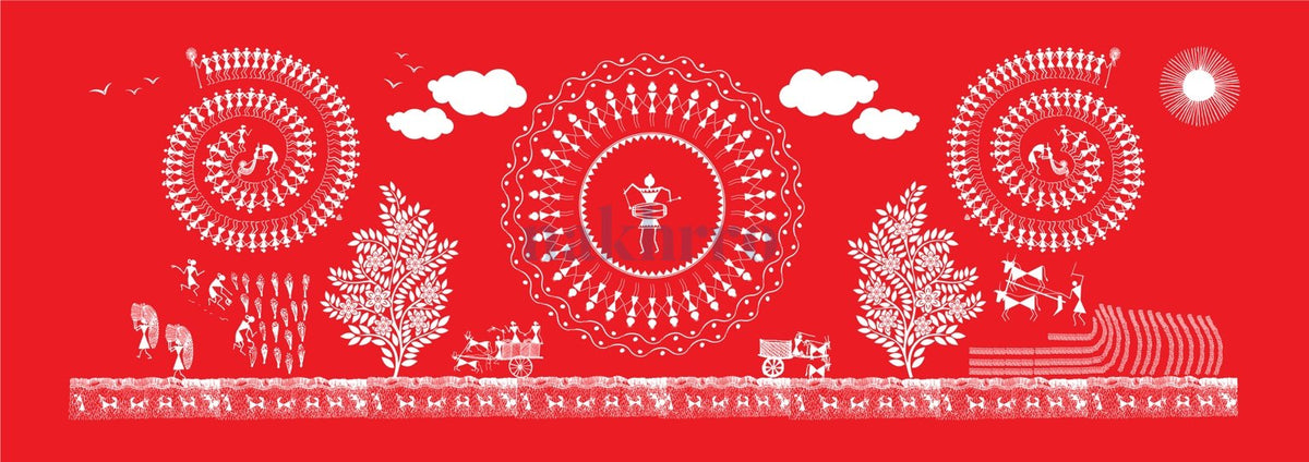Triple Dance Rhythm — Warli museum-grade art print