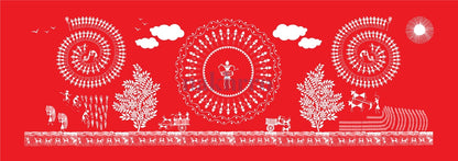 Triple Dance Rhythm — Warli museum-grade art print
